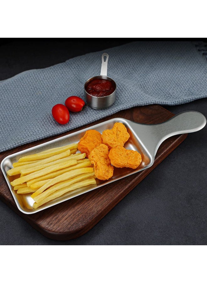 Stainless Steel Serving Tray with Handle, Rectangular Food Serving Platter, Brushed Finish, 35 cm - Image 4