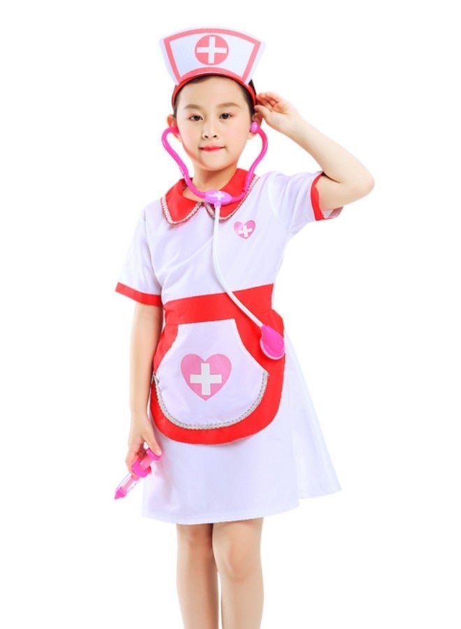 GGEROU Kids Cosplay Costume,Dress up Nurse Costume for Kids,Role Play Kit with Gift Accessories,Suitable for Children 100-130cm - Image 5