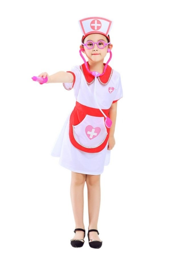 GGEROU Kids Cosplay Costume,Dress up Nurse Costume for Kids,Role Play Kit with Gift Accessories,Suitable for Children 100-130cm - Image 2