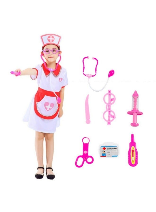 GGEROU Kids Cosplay Costume,Dress up Nurse Costume for Kids,Role Play Kit with Gift Accessories,Suitable for Children 100-130cm - Image 1