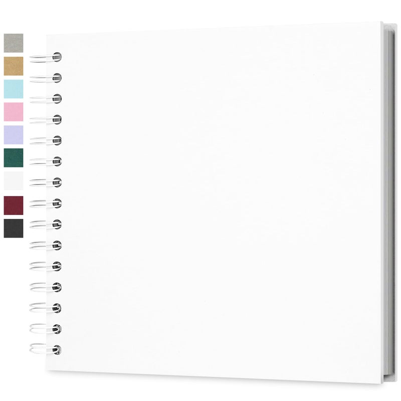 Yopih 8 x 8 Inch DIY Scrapbook Photo Album Hardcover Kraft Blank Page Acid-Free 40 Pages (20 Sheets) Memory Book for Wedding Anniversaries Family Baby Memories Small Scrapbooking Projects, White - Image 1
