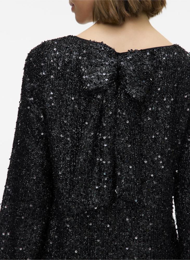 فيرو مودا فستان قصير بأكمام طويلة وتفاصيل فيونكة من فمنجا - Image 3