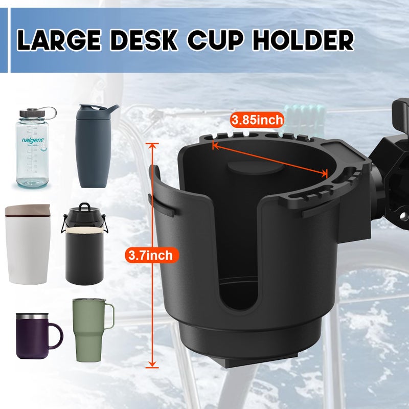EDSRDUX Cup Holder with 0.6"-1.5" Aluminum Clamp - Drink Holder for ATV, Motorcycle, Bike, Wheelchair, Golf Cart, Fits Maximum Diameter of 3.38 inches Bottles. - Image 5