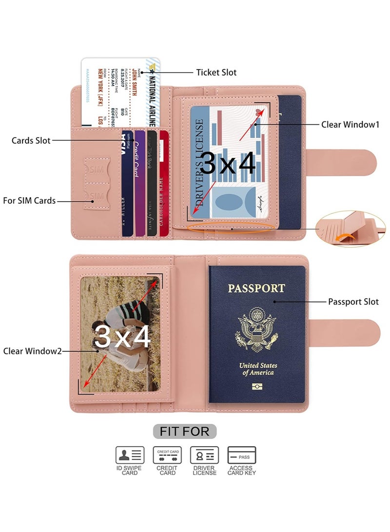 Generic Passport Covers and Luggage Tags, Passport Wallet Rfid Blocking Card Slots,Passport Holder Travel Suitcase Tag (Pink)  - Image 3