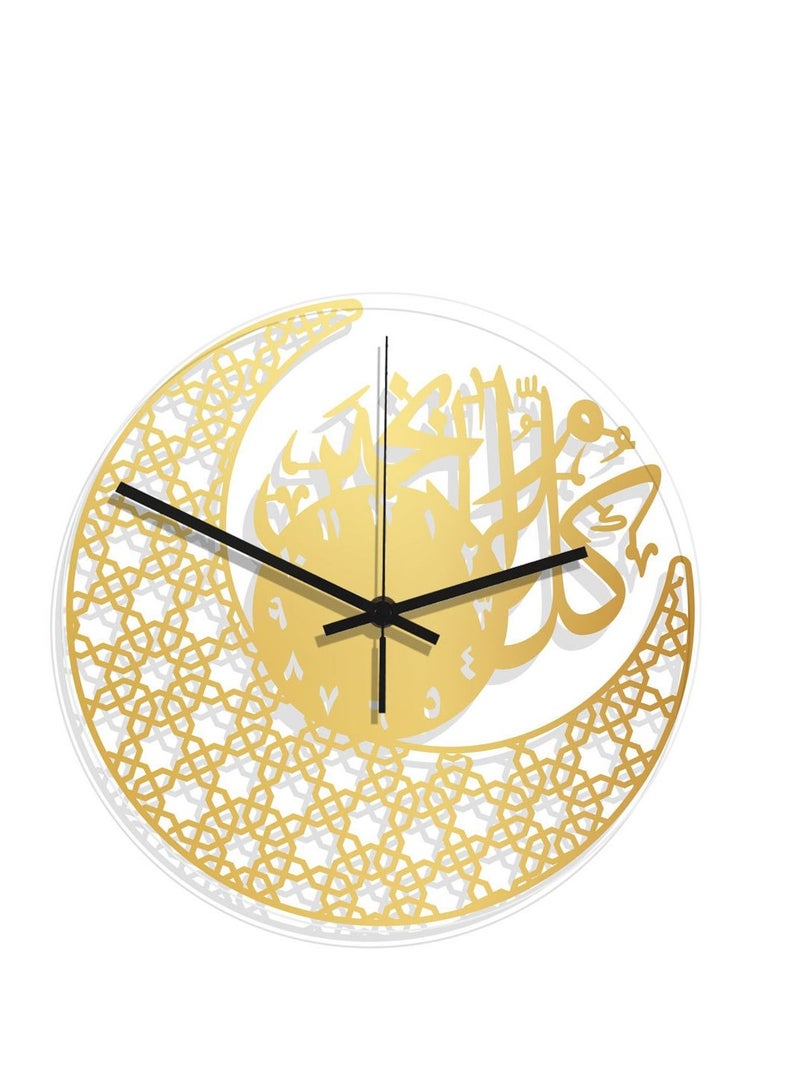 Y&D ساعة حائط أكريليك عليها سورة الإخلاص، خط إسلامي، هدايا إسلامية، هدية العيد، ديكور رمضان، ساعة حائط إسلامية فاخرة للمنزل - Image 2