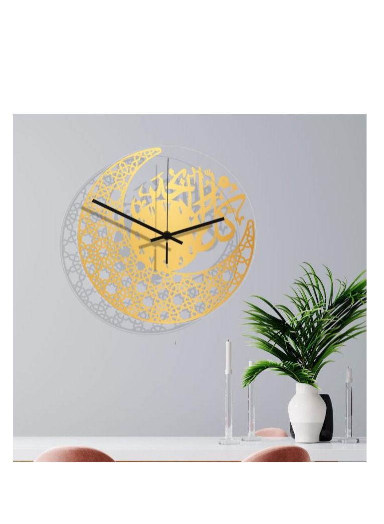 Y&D ساعة حائط أكريليك عليها سورة الإخلاص، خط إسلامي، هدايا إسلامية، هدية العيد، ديكور رمضان، ساعة حائط إسلامية فاخرة للمنزل - Image 4