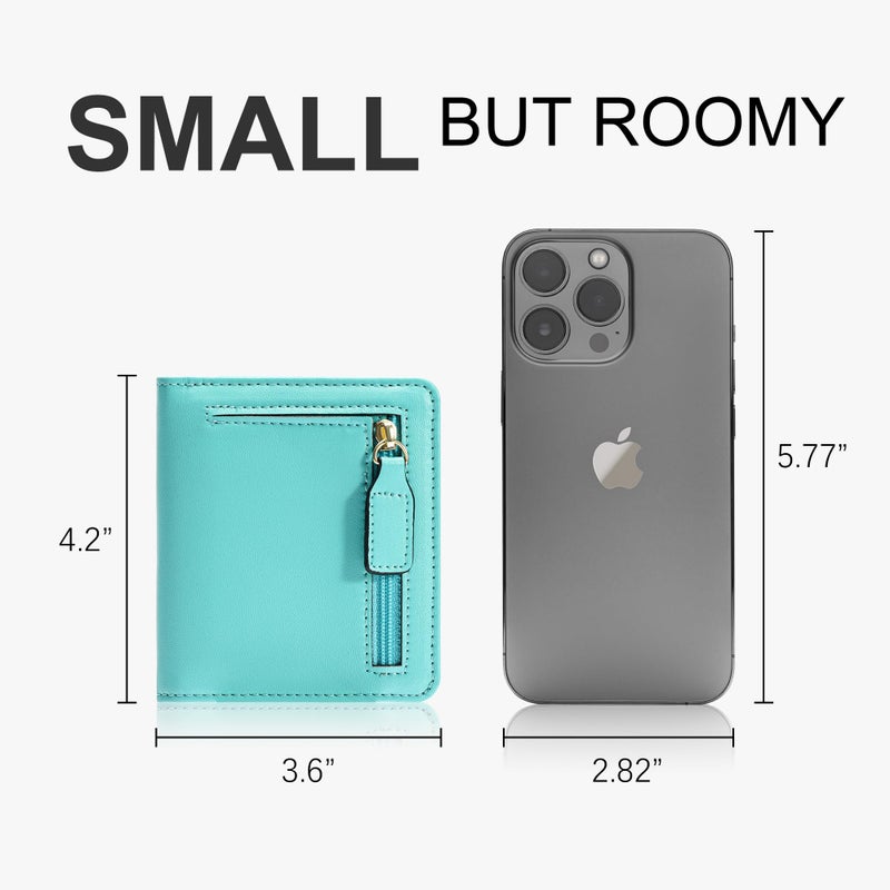 Gostwo Wallet Women, Mini Slim Wallet for Women, Compact Bifold Small Wallets Woman Rfid Blocking Card Holder, Billfolds Thin Leather Zipper, Gift for Ladies Teen Girls with ID Window, Light Blue - Image 5