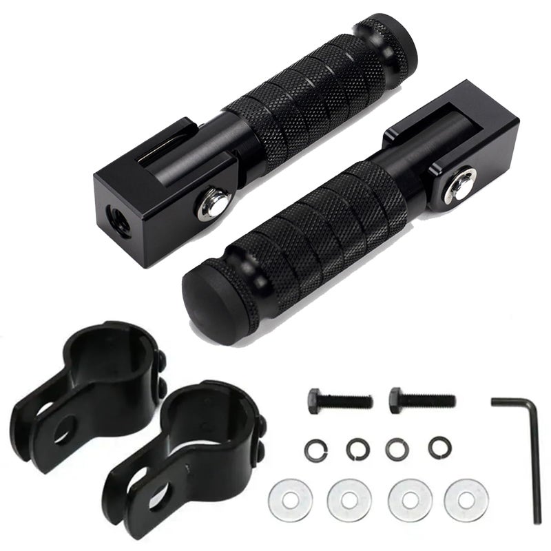 XINGWU M8 Motorcycle Foot Pegs 90 Degree Foldable Footpegs CNC AntiSkid Footrest Universal for Yamaha Honda Suzuki Aprilia Electric Car Motorbike Mini Bike Dirt Pit Bike Passenger Pedal Black
