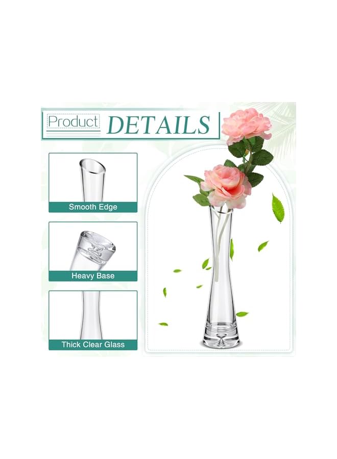 The Bros 6 Pcs Glass Bud Vases for Centerpieces Maria Bud Vase Modern Clear Small Skinny Decorative Single Flower Vase for Wedding Party Event Home Office Decoration(Transparent Color, 7.87 Inch) - Image 3