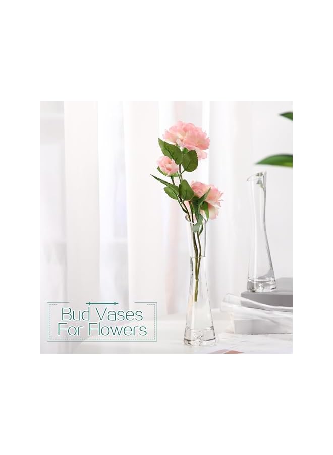 The Bros 6 Pcs Glass Bud Vases for Centerpieces Maria Bud Vase Modern Clear Small Skinny Decorative Single Flower Vase for Wedding Party Event Home Office Decoration(Transparent Color, 7.87 Inch) - Image 4