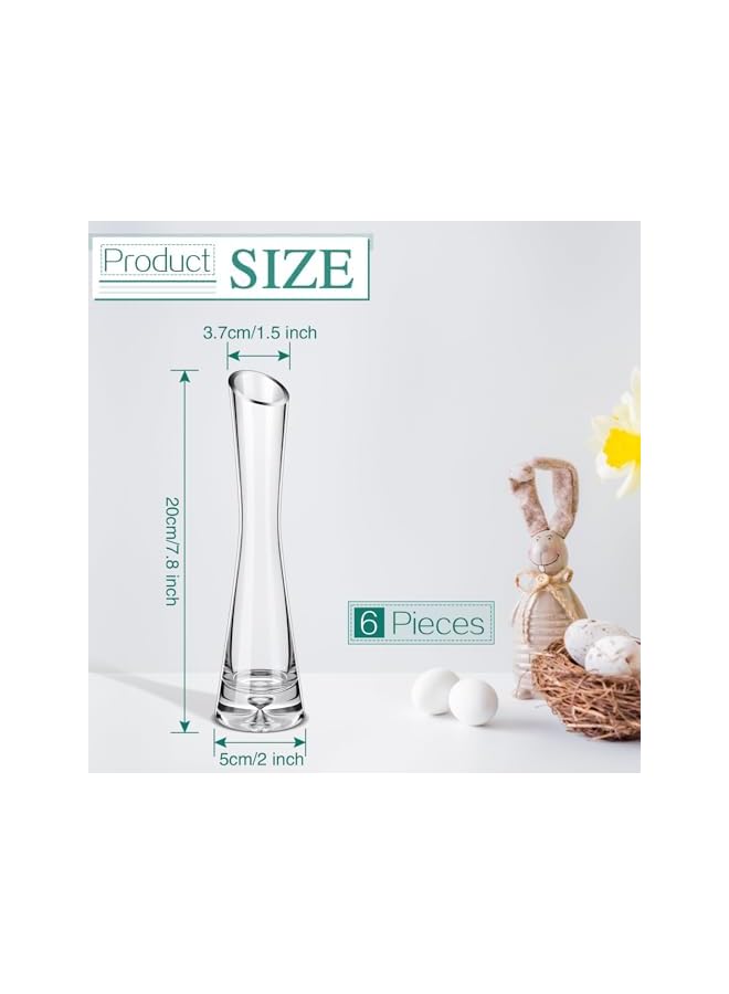The Bros 6 Pcs Glass Bud Vases for Centerpieces Maria Bud Vase Modern Clear Small Skinny Decorative Single Flower Vase for Wedding Party Event Home Office Decoration(Transparent Color, 7.87 Inch) - Image 2