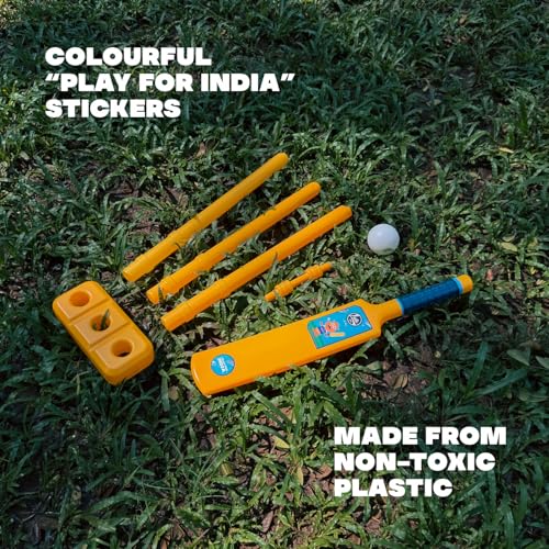 Lata Toys Howzzat Junior Cricket Set for Toddlers (Ages 3+) - Complete Plastic Cricket Kit with Yellow Bat, Soft Ball & Stumps - Lightweight - My First Cricket Set for Boys & Girls - Ideal Beginner - Image 3