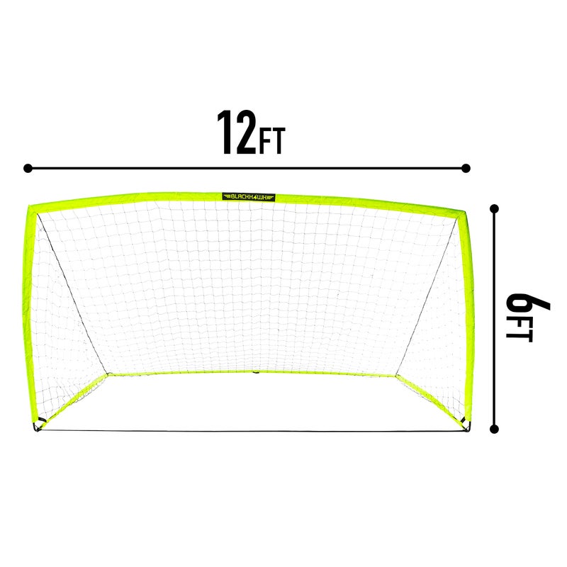 Franklin Sports Franklin Sports Blackhawk Backyard Soccer Goal - Portable Kids Soccer Net - Pop Up Folding Indoor + Outdoor Goals - 12' X 6' - Optic Yellow 12'x6' - Image 2
