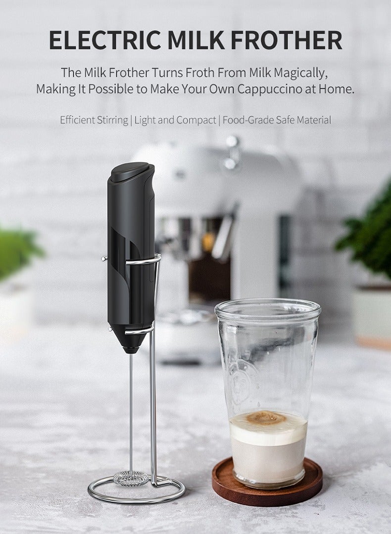 Premium Handheld Milk Frother, Battery Operated Electric Foam Maker with Stainless Steel Whisk & Stand – Portable Drink Mixer for Lattes, Cappuccinos, Coffee, Matcha & Hot Chocolate - Image 3