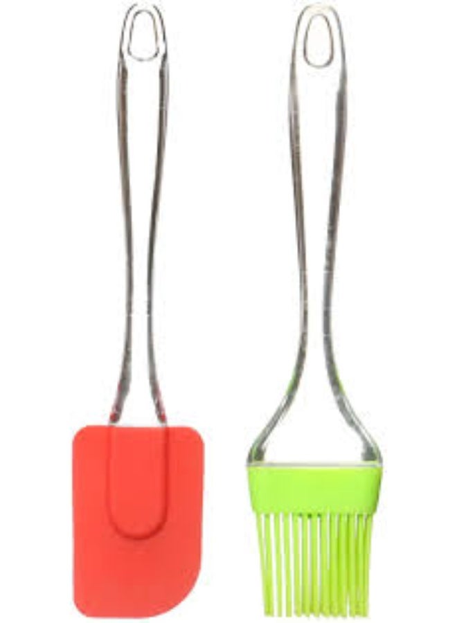 مجموعة ملعقة سيليكون وفرشاة دهن بمقابض شفافة – أدوات مطبخ للخبز والطهي - Image 1