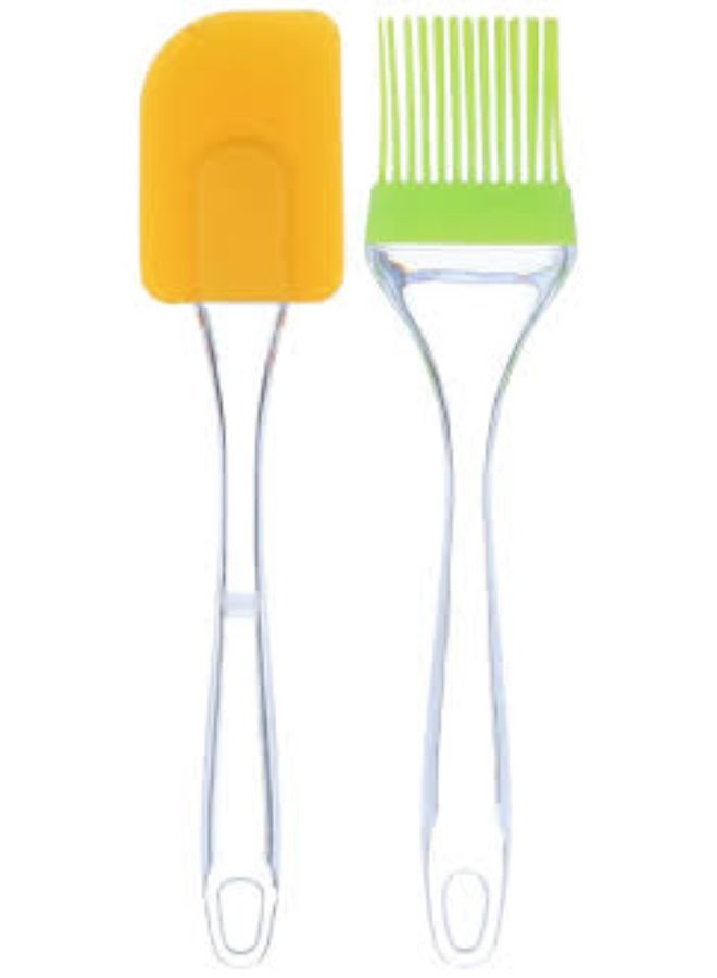 مجموعة ملعقة سيليكون وفرشاة دهن بمقابض شفافة – أدوات مطبخ للخبز والطهي - Image 2