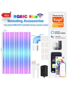 Furtey RGBIC Corner LED Floor Lamp with Music Sync - Alexa/Google Smart Home Ambient Lighting, 358+ Dynamic Effects, Remote & Foot Control, Easy Install (6-Pack + Corner Connectors)  - Image 2