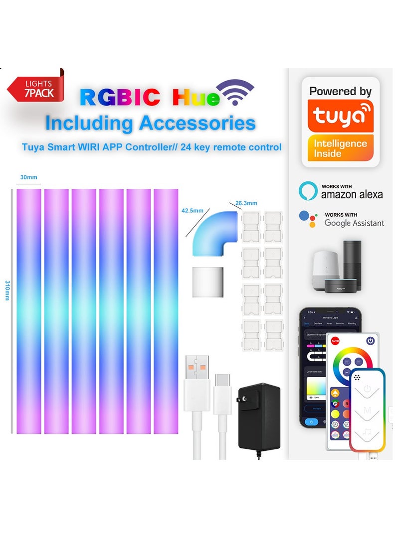 Furtey - RGBIC Corner LED Floor Lamp with Music Sync - Alexa/Google Smart Home Ambient Lighting, 358+ Dynamic Effects, Remote & Foot Control, Easy Install (6-Pack + Corner Connectors) - Image 1