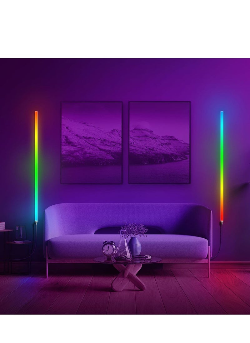 Furtey - RGBIC Corner LED Floor Lamp with Music Sync - Alexa/Google Smart Home Ambient Lighting, 358+ Dynamic Effects, Remote & Foot Control, Easy Install (6-Pack + Corner Connectors) - Image 1