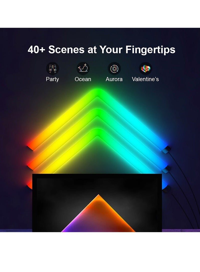 فورتي مصابيح حائط LED RGB-IC مع مزامنة الموسيقى - نظام صوتي ذكي، إضاءة محيطة للمنزل الذكي، أكثر من 358 تأثيرًا ديناميكيًا، تحكم عن بعد وتحكم بالقدم، سهلة التركيب لديكور المنزل (عبوة من 6 قطع + موصلات زاوية) - Image 4
