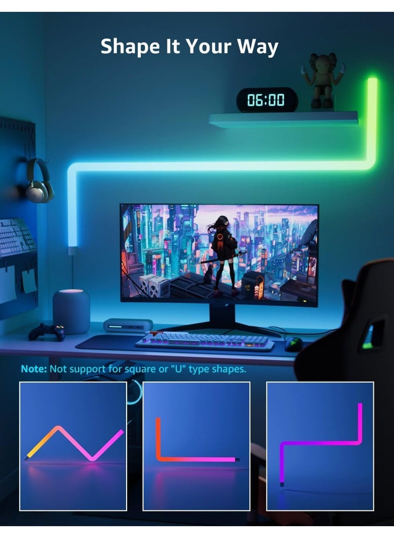 فورتي مصابيح حائط LED RGB-IC مع مزامنة الموسيقى - نظام صوتي ذكي، إضاءة محيطة للمنزل الذكي، أكثر من 358 تأثيرًا ديناميكيًا، تحكم عن بعد وتحكم بالقدم، سهلة التركيب لديكور المنزل (عبوة من 6 قطع + موصلات زاوية) - Image 5