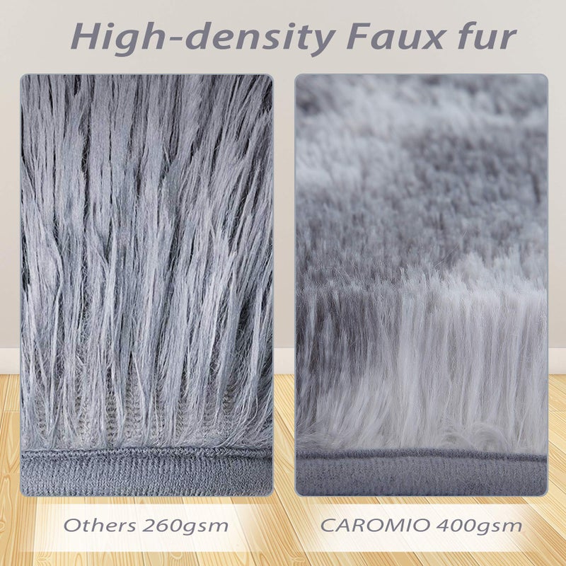 CAROMIO Fluffy Area Rugs for Living Room 9' x 12' Modern Plush and Thick Faux Fur Shag Rug Non-Slip Tie Dye Carpet for Bedroom, Fuzzy Shaggy Rugs for Kids Nursery Dorm, Light Grey - Image 2