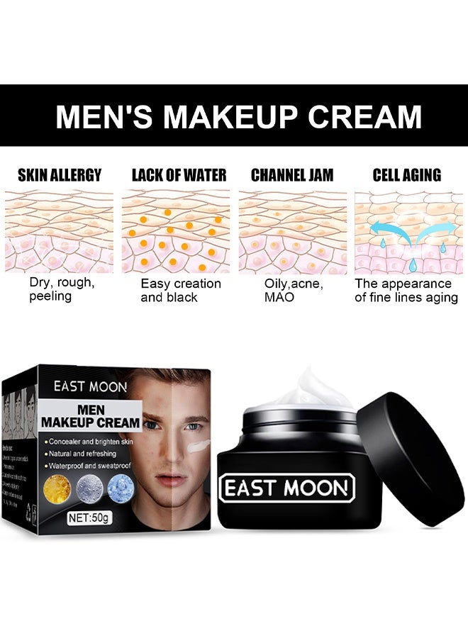 East Moon Men Makeup Cream, Concealer And Brighten Skin,Natural And Refreshing,Waterproof and Sweatproof,Suitable For Use During Makeup 50g - Image 5