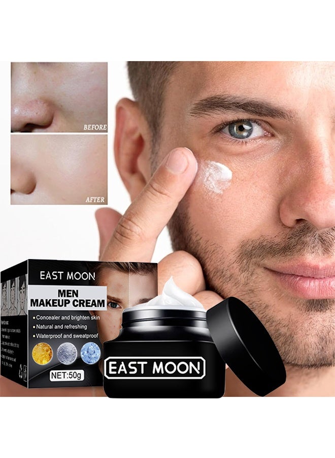 East Moon Men Makeup Cream, Concealer And Brighten Skin,Natural And Refreshing,Waterproof and Sweatproof,Suitable For Use During Makeup 50g - Image 1