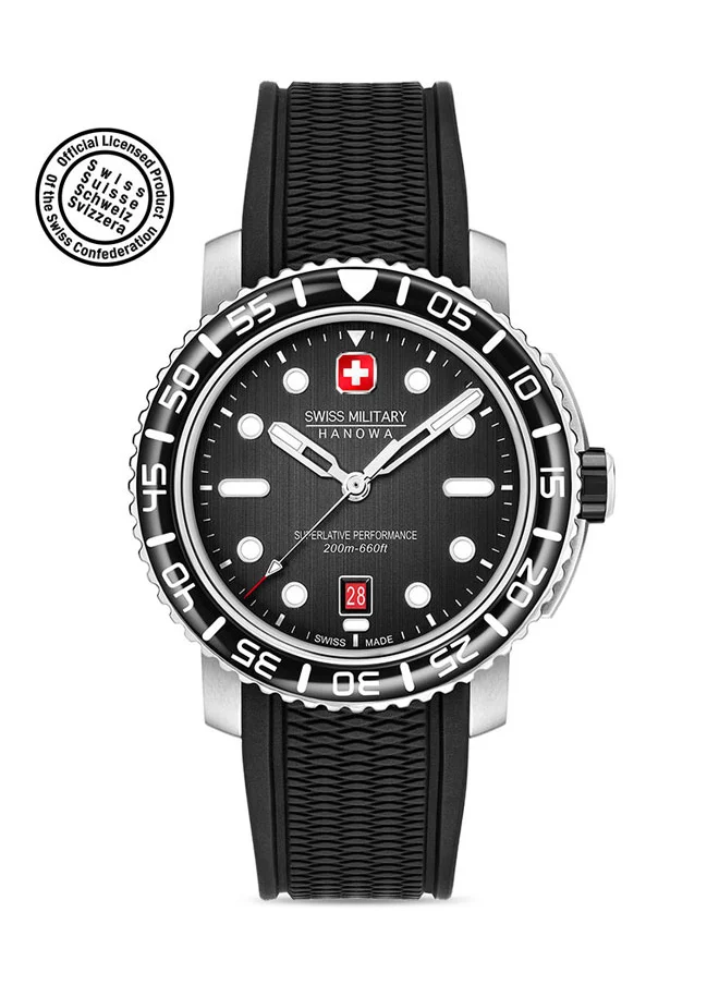 SWISS MILITARY HANOWA Swiss Military Black Marlin Watch For Men With Black Silicone Strap 44mm 20ATM - SMWGN0001701