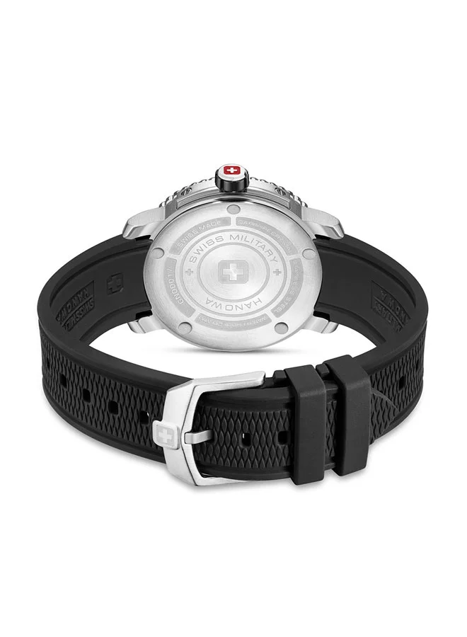 سويس ميليتري هانوا Swiss Military Black Marlin Watch For Men With Black Silicone Strap 44mm 20ATM - SMWGN0001701