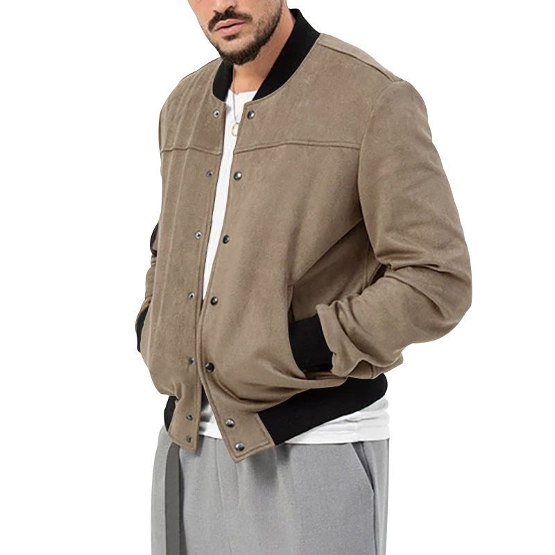 Men's Suede Button Front Cardigan Jacket Retro Casual Coat - Image 2