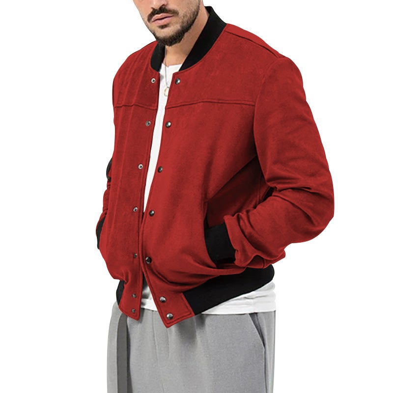 Men's Suede Button Front Cardigan Jacket Retro Casual Coat - Image 4