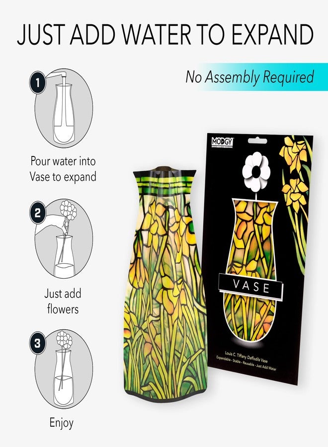 MODGY Expandable Flower Vase, Plastic Decorative Modern Foldable Printed Vases for Centerpieces for Wedding, Dining Table, Home Decor, Living Room, Bathroom, Louis C. Tiffany Daffodils - Image 4