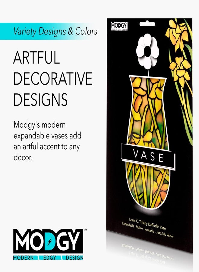 MODGY Expandable Flower Vase, Plastic Decorative Modern Foldable Printed Vases for Centerpieces for Wedding, Dining Table, Home Decor, Living Room, Bathroom, Louis C. Tiffany Daffodils - Image 5