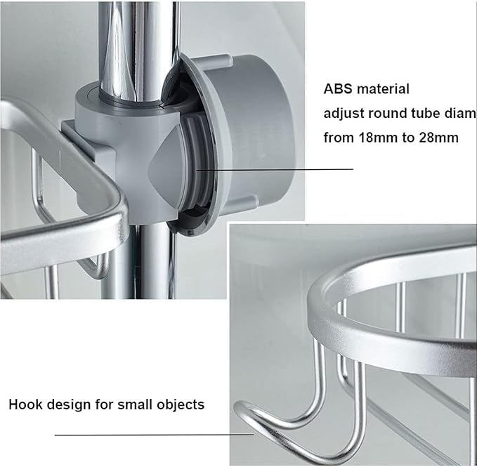 Jukkre Jukkre Toilet Storage Rack Without Punching Bathroom Storage Rack Toilet Waterproof Paste Shelf Place Shampoo and Shower Gel Shelf Drain Rack with Soap Holder Storage Basket Silver  - Image 3