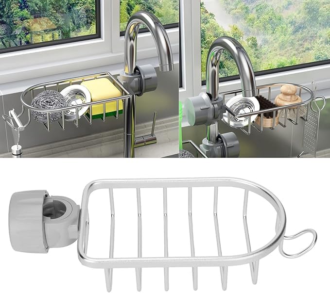Jukkre Jukkre Toilet Storage Rack Without Punching Bathroom Storage Rack Toilet Waterproof Paste Shelf Place Shampoo and Shower Gel Shelf Drain Rack with Soap Holder Storage Basket Silver  - Image 1