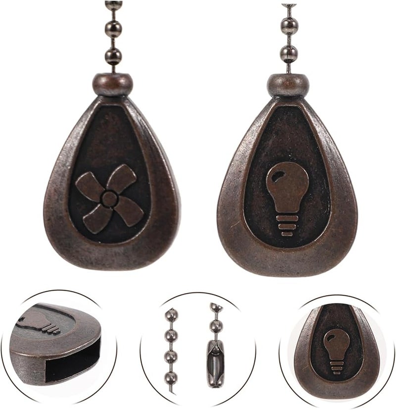 سلسلة مروحة نحاسية قديمة سحب سلسلة زخرفية سحر تعليق سقف علبة من 2 قطعة - Image 5