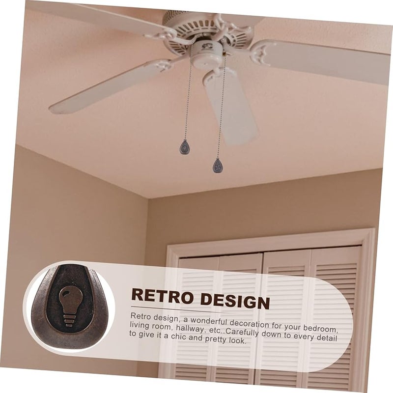 سلسلة مروحة نحاسية قديمة سحب سلسلة زخرفية سحر تعليق سقف علبة من 2 قطعة - Image 3