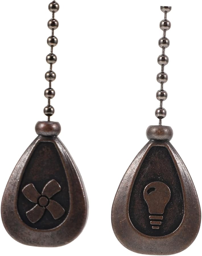 سلسلة مروحة نحاسية قديمة سحب سلسلة زخرفية سحر تعليق سقف علبة من 2 قطعة - Image 2