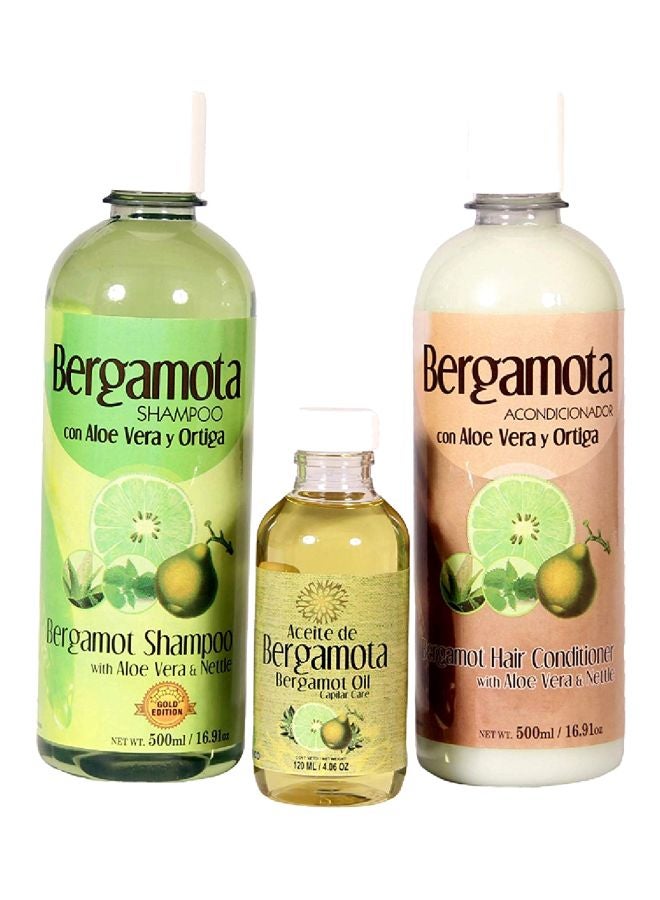 مجموعة مكونة من شامبو وبلسم وزيت