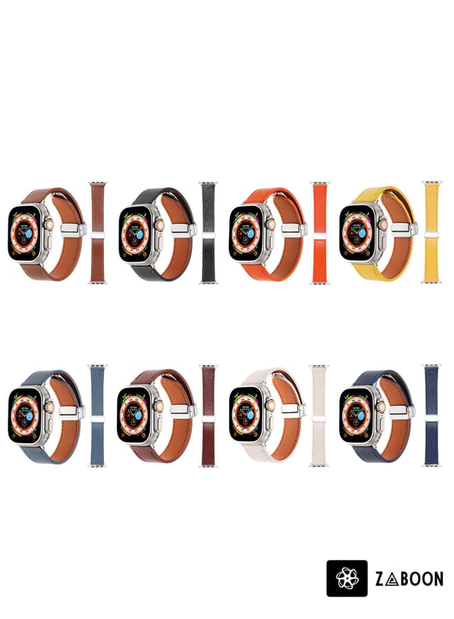 Zaboon Apple Watch 42mm Magnetic Buckle Skin Feel Leather Watch Band - Image 2