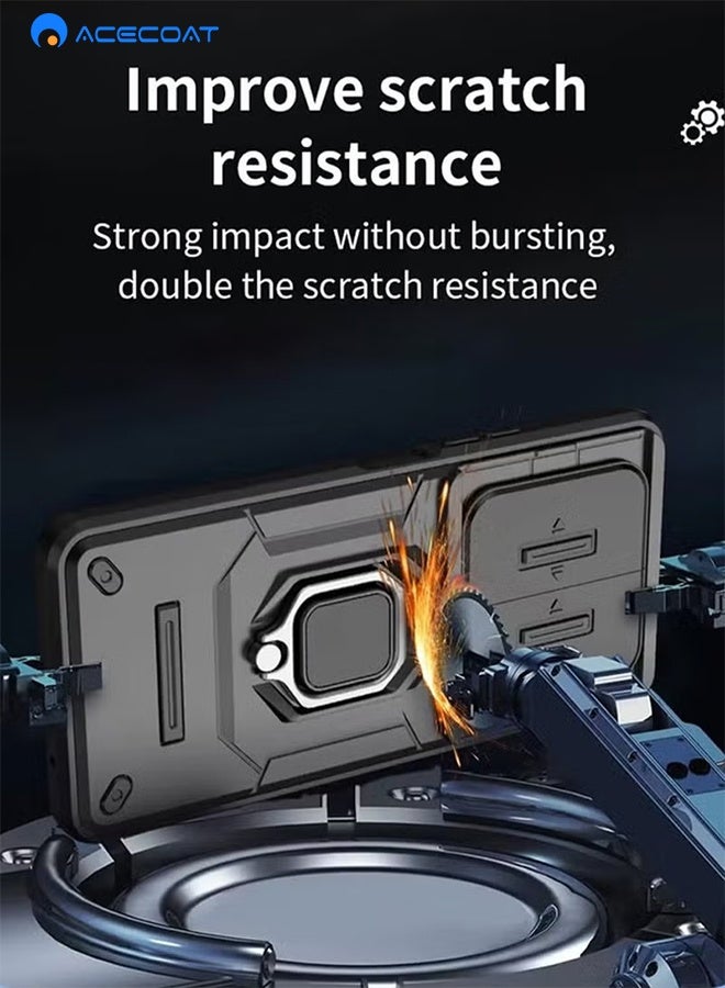 ACECOAT Honor X9c 5G Case Cover With Slide Camera Cover & Ring Holder,Kickstand Shell Back Cover Scratch-Resistant Shock-Absorbing Protector Accessories Kickstand Stand Magnetic Car Ring Holder Protection - Image 4