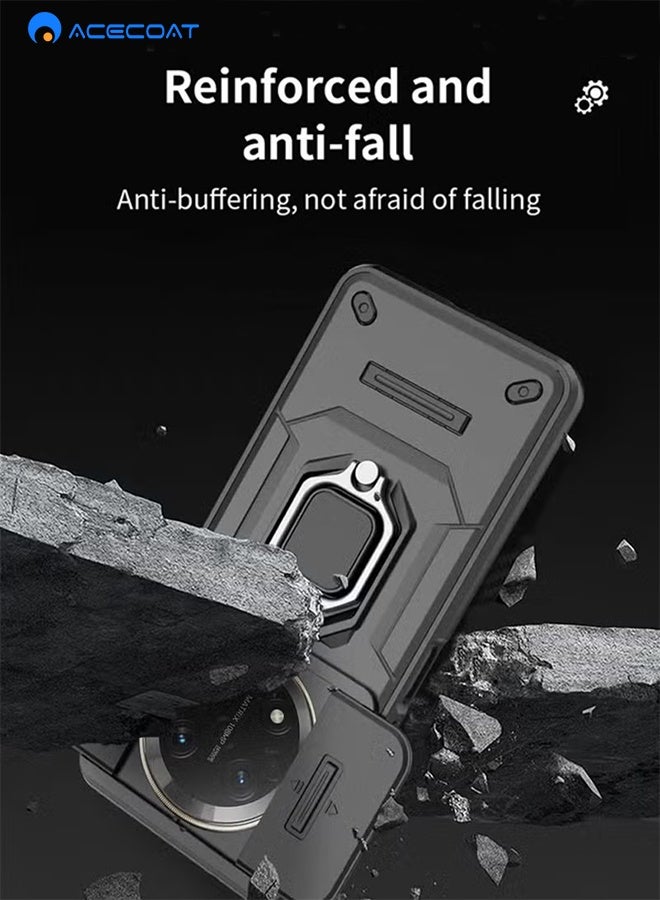 ACECOAT Honor X9c 5G Case Cover With Slide Camera Cover & Ring Holder,Kickstand Shell Back Cover Scratch-Resistant Shock-Absorbing Protector Accessories Kickstand Stand Magnetic Car Ring Holder Protection - Image 5