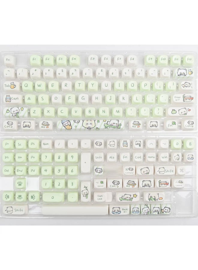Ice Cream Bear Key Cap Blue Cute Cartoon MOA Height Sublimation 75 98 Key Full Set Mechanical Keyboard Cap-Color:Moa-milk Green Panda-boxed - Image 1