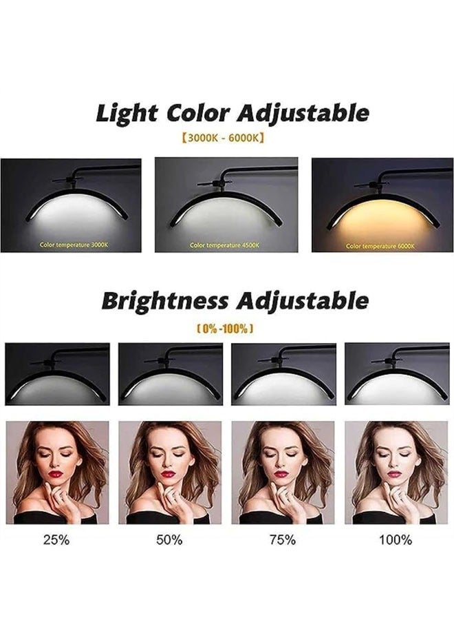 Floor LED Video Light  Beauty Floor Moon Lamp 3000K-6000K Dimmable Makeup Artist Salon Floor Light with Phone Holder and Base Stand with remote control  Black Energy Saving and Durable - Image 4