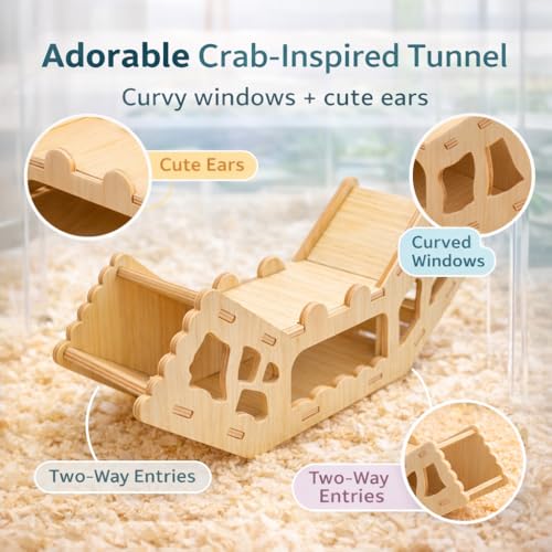 kcrygogo Wooden Hamster Tunnel Toy – Natural Chewable Hideout for Syrian, Dwarf Hamsters and Small Pets, Cage Decor and Play Accessory - Image 5