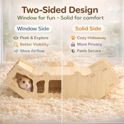 kcrygogo Wooden Hamster Tunnel Toy – Natural Chewable Hideout for Syrian, Dwarf Hamsters and Small Pets, Cage Decor and Play Accessory - Image 4