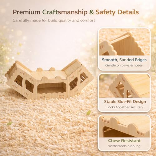 kcrygogo Wooden Hamster Tunnel Toy – Natural Chewable Hideout for Syrian, Dwarf Hamsters and Small Pets, Cage Decor and Play Accessory - Image 3