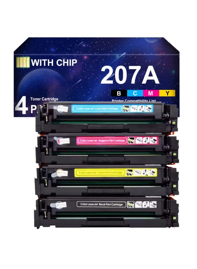 207A (With Chip) Compatible Toner Cartridges for 207A 207X for Color LaserJet Pro MFP M283fdw M282nw M283fdn M255dw M255nw W2210A W2211A W2212A W2213A (Black Cyan Yellow Magenta, 4-Pack)