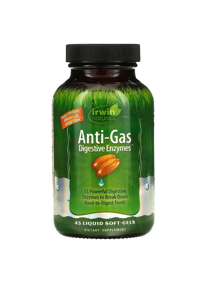 Irwin Naturals Irwin Naturals, Anti-Gas Digestive Enzymes, 45 Liquid Soft-Gels  - Image 1